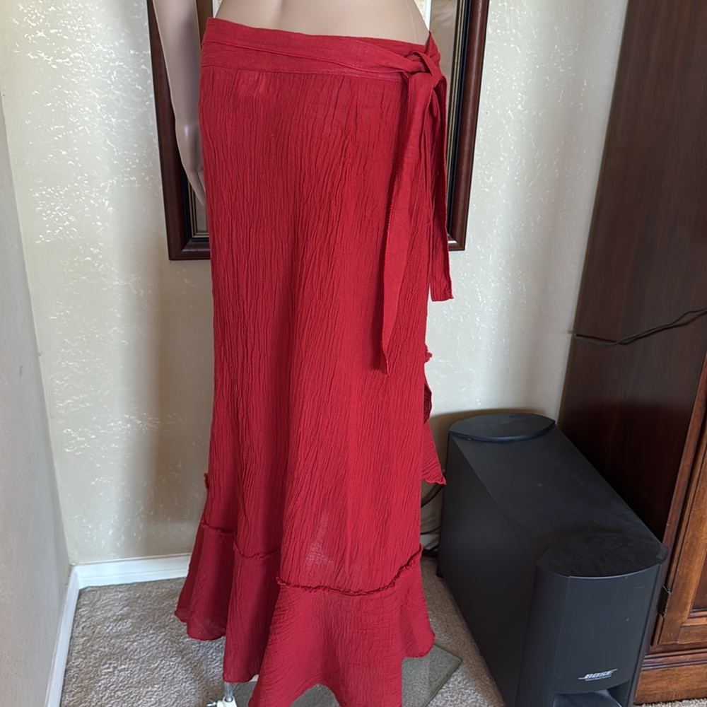 Vintage 70’s USA Crinkle Cloth Wrap Skirt Sz 16W L - Picture 2 of 8